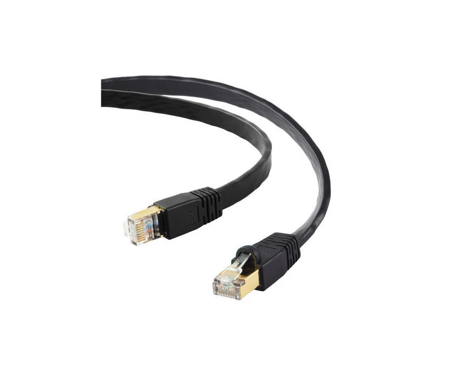 CAT8 FLAT ETHERNET CABLE SHIELDED U/FTP 40GbE BLACK - 5M