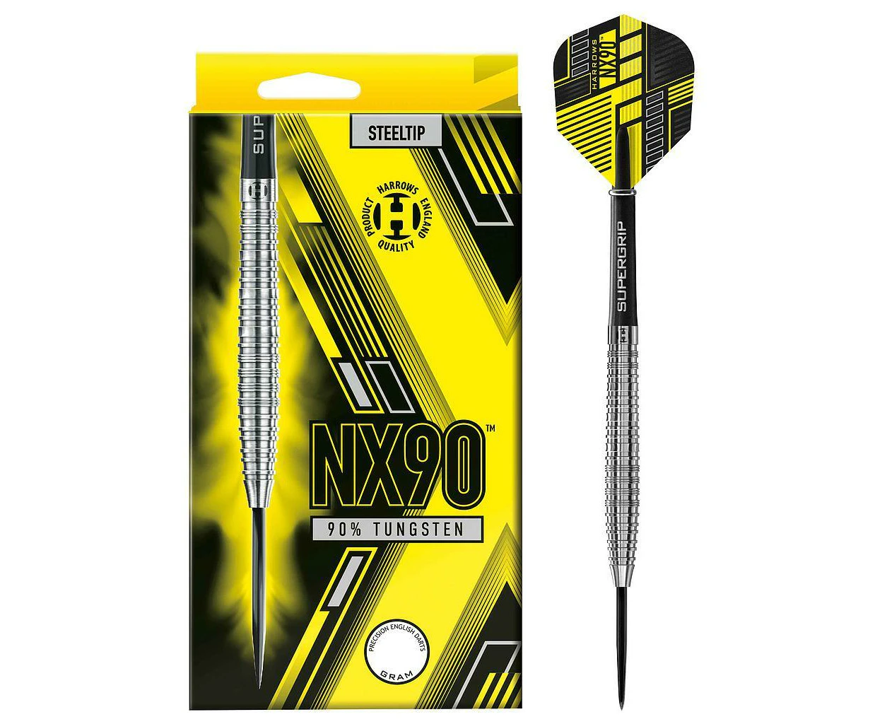 Harrows NX90 Tungsten Darts (Pack Of 3) (Silver/Black/Yellow) - RD3128