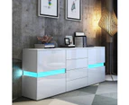 Modern Buffet Sideboard Cabinet High Gloss Storage Cupboard with 2 Doors & 4 Drawers White