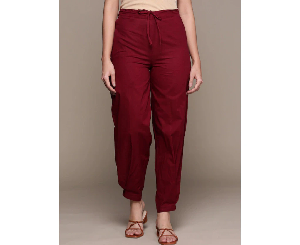 MBeautiful Womens Organic Cotton Maroon Carrot Fit Lounge Pants (Small - 5XL) - Free returns for size mismatch.