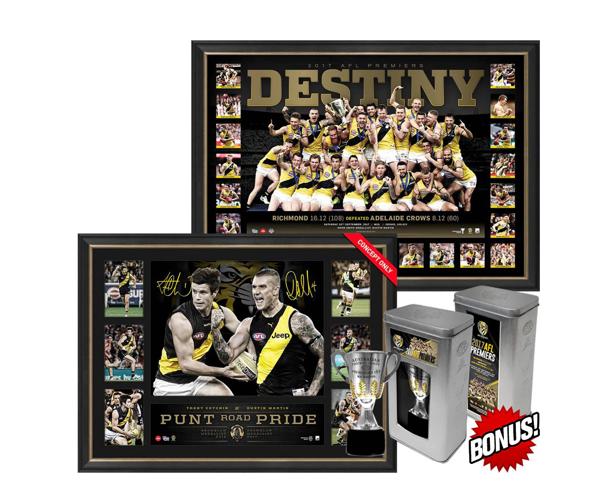 Premiers BUNDLE BUY - Richmond Tigers 2017 AFL Grand Final Destiny Premiership Sportsprint & Punt Road Pride Framed Sportsprint