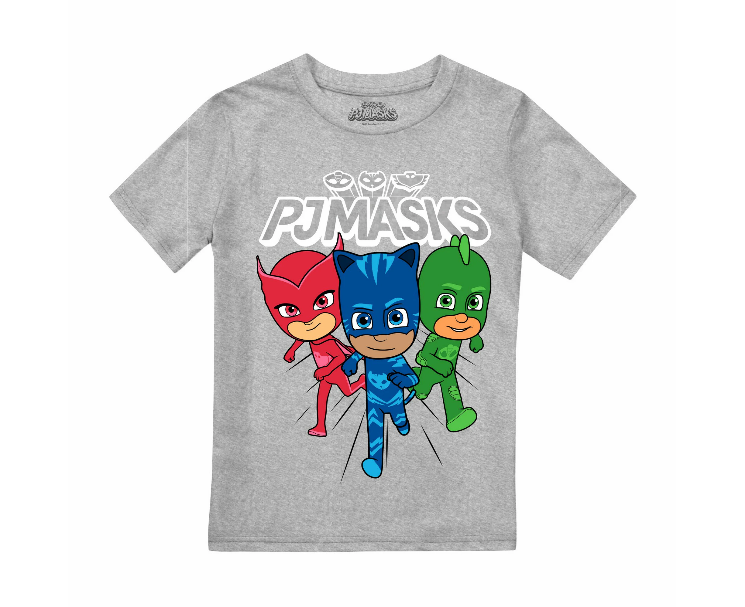 PJ Masks Boys Heroes Trio Heather T-Shirt (Grey) - TV2607