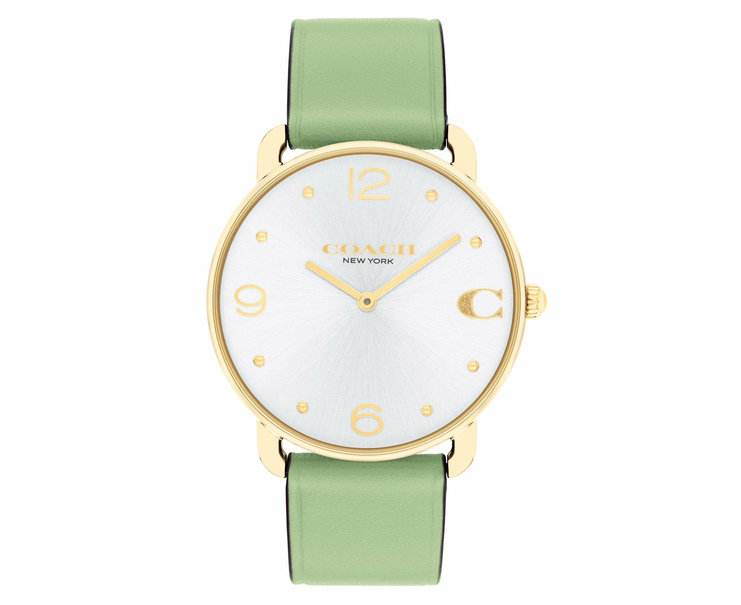 Coach Green Leather Silver White Dial Women's Watch - 14504287