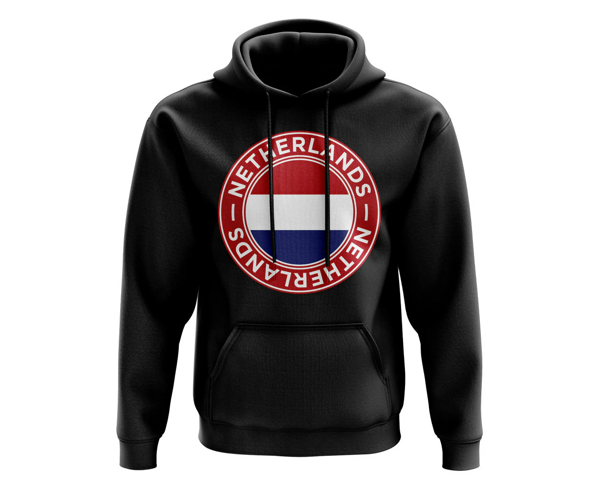 Netherlands Football Badge Hoodie (Black)