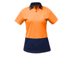 BigBEE Ladies Hi Vis Polo Shirt Two Tone Cool Dry Short Sleeve - ORANGE/NAVY