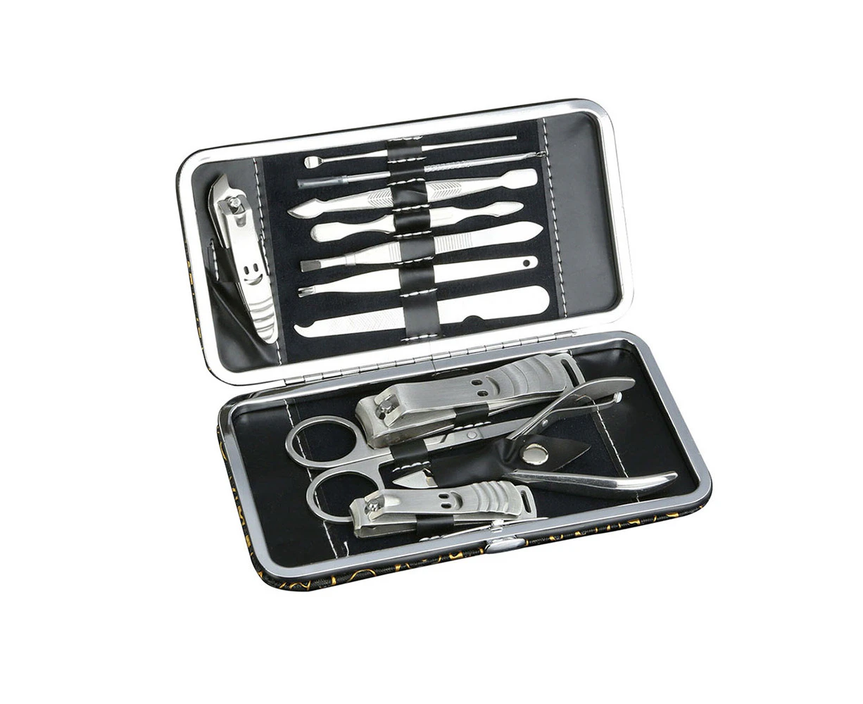 WACWAGNER 12PCS Manicure Pedicure Set Stainless Nail Clippers Kit Cuticle Grooming Case