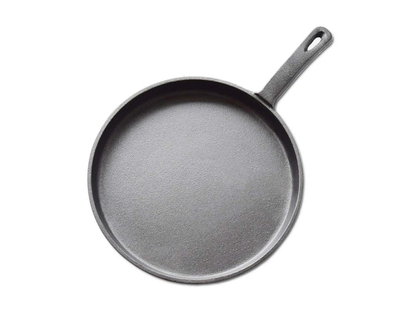 SOGA 26cm Round Cast Iron Frying Pan Skillet Griddle Sizzle Platter