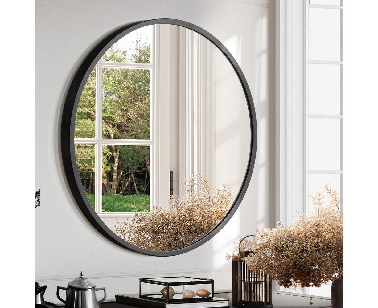 Furb Round Wall Mirror 100cm Black Circle Vanity Mirror Metal Frame