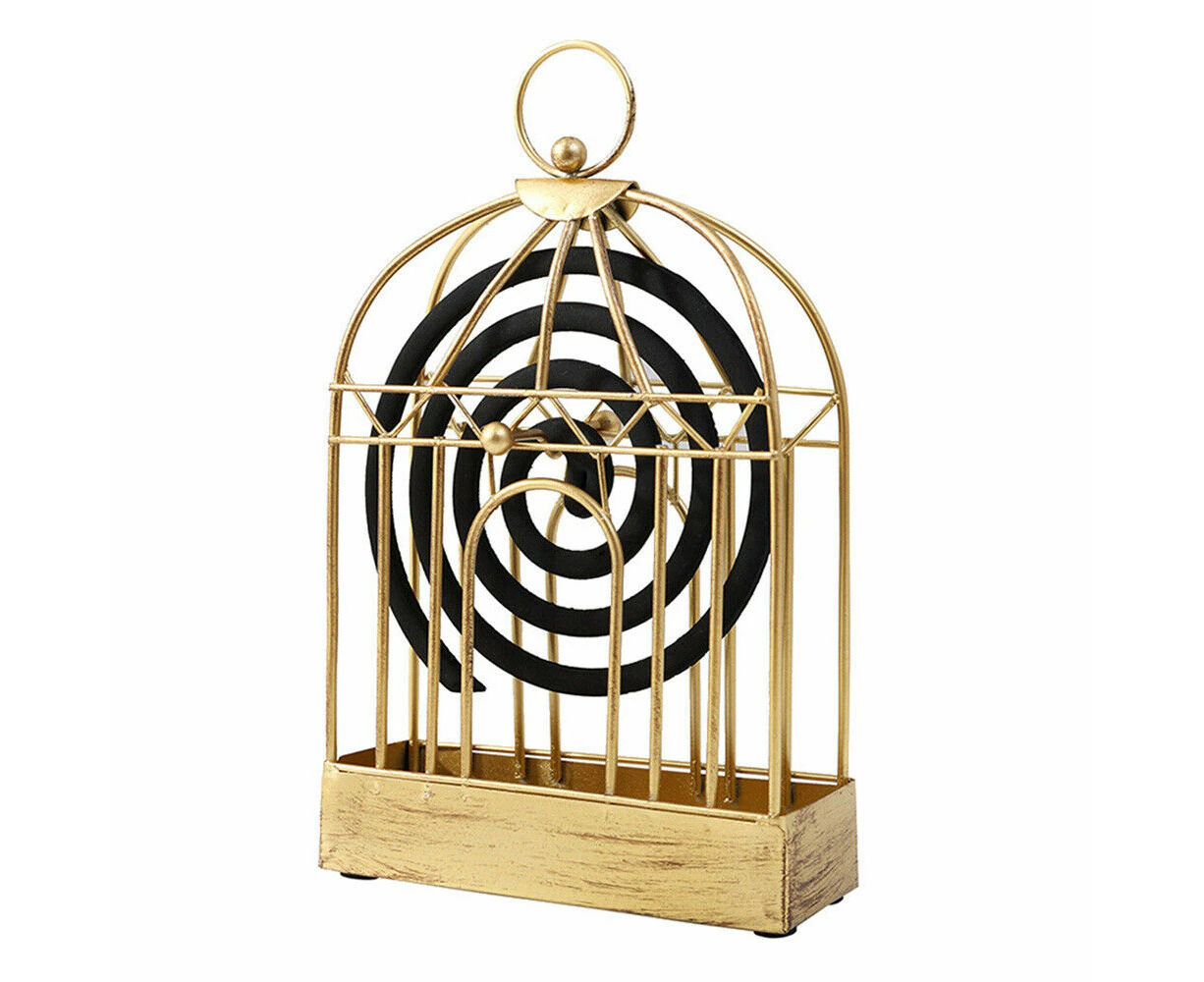 Mosquito Coil Holder Outdoor Birdcage Decor Burner Repellant Garden Mozzie Home - Gold