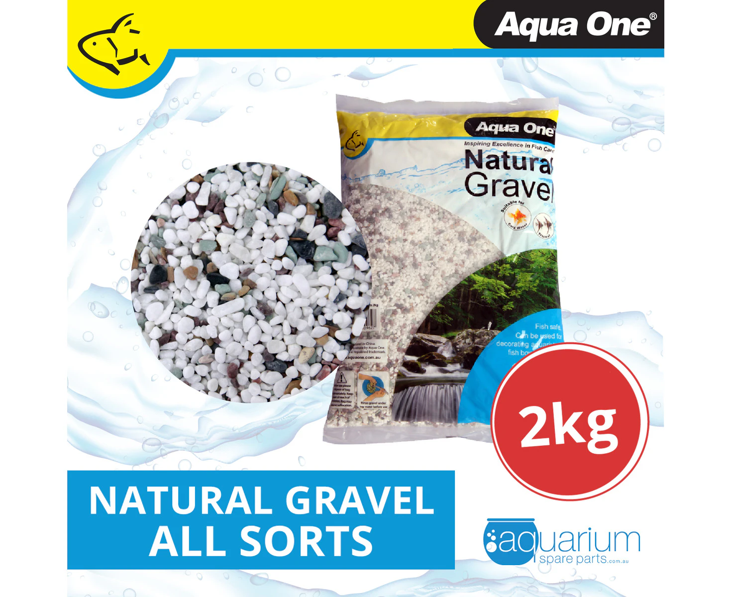 Aqua One Natural Gravel All Sorts 2kg (12201)