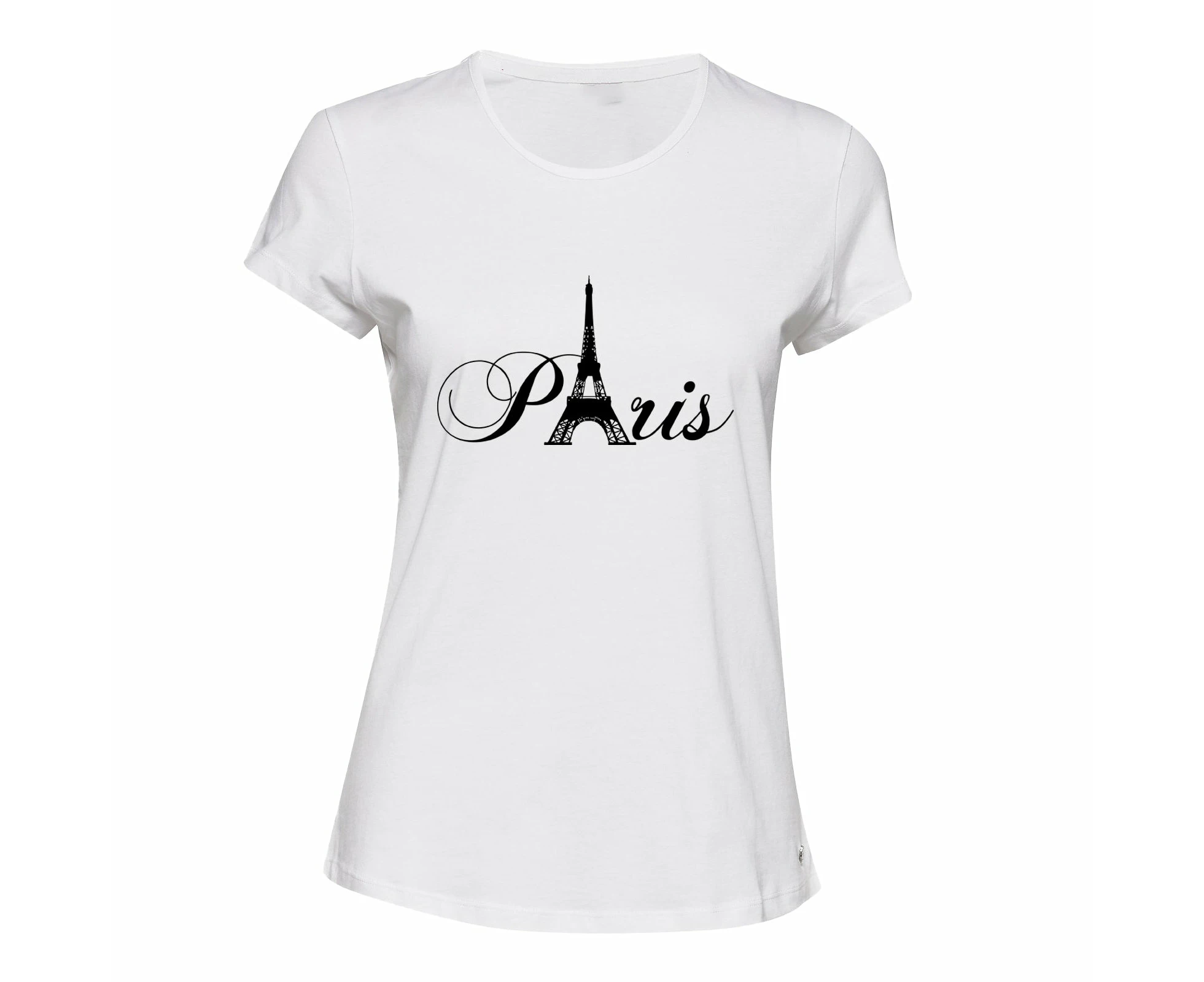 Paris Black Silhouette Eiffel Tower France Art Ladies Women T Shirt Tee Top - White