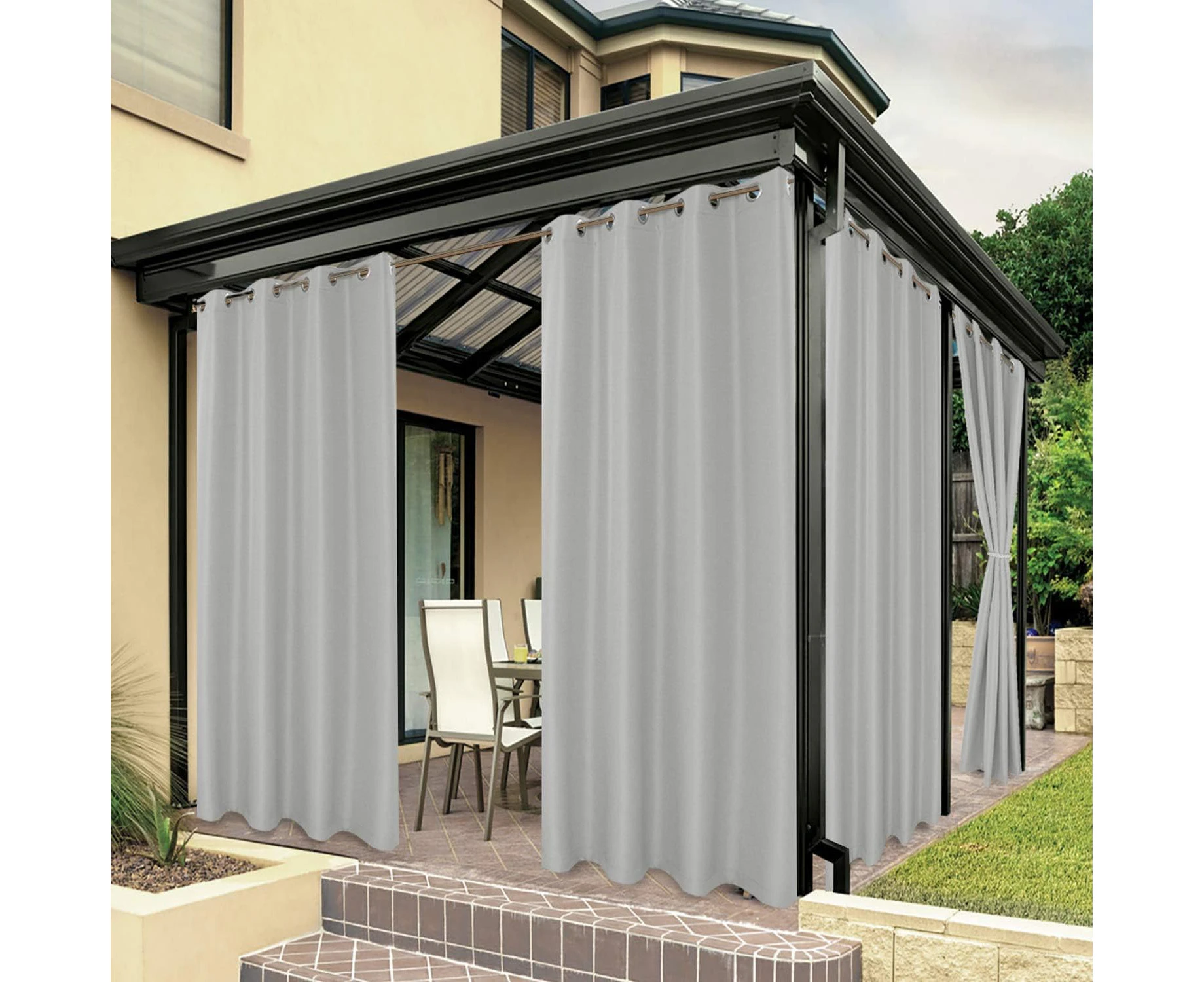 BONZER Outdoor Curtains for Patio Waterproof Thick Privacy Grommet Sunlight Blocking Outside Curtains for Porch Pergola Gazebo Deck, 1 Panel, 54W x 84L inc