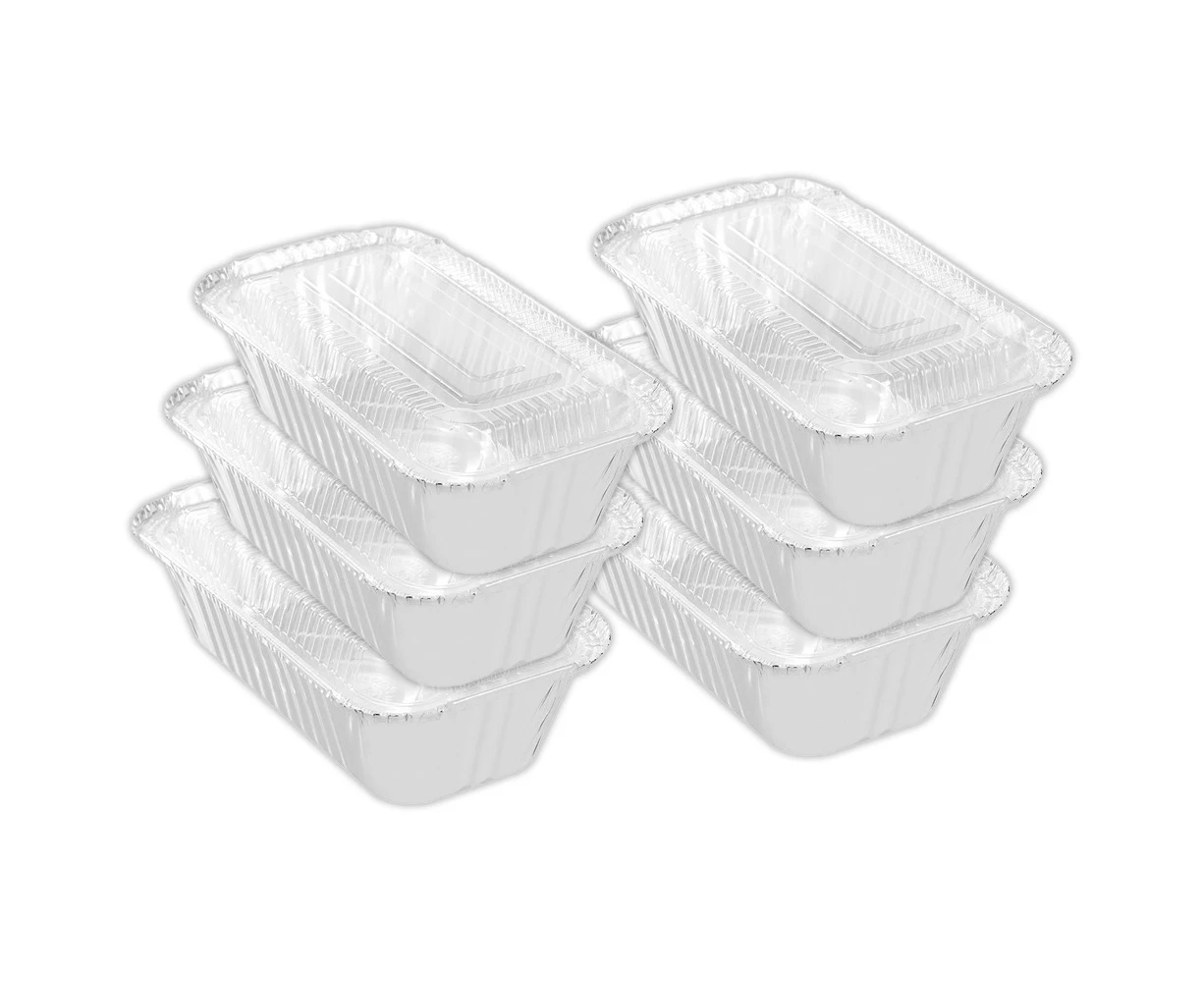 60pc Lemon & Lime 20x5cm Baking Foil Tray Rectangle BBQ Storage w/ Plastic Lid