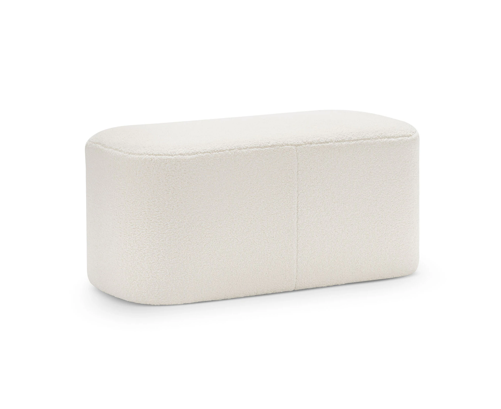 Podd Boucle Cream Rectangle 80cm Rounded Ottoman Bench Stool