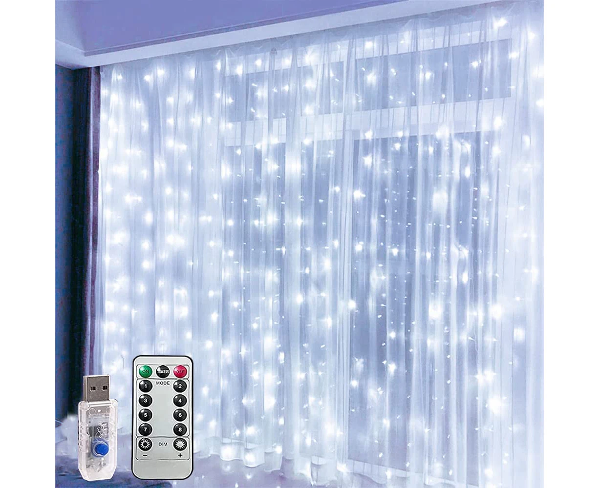 Curtain Lights  Fairy Lights for Bedroom 300 LED Lights W/ 8 Mode USB Powered  Twinkle Icicle Festoon String Lights W/Remote & Timer for Indoor Xm MegaMart