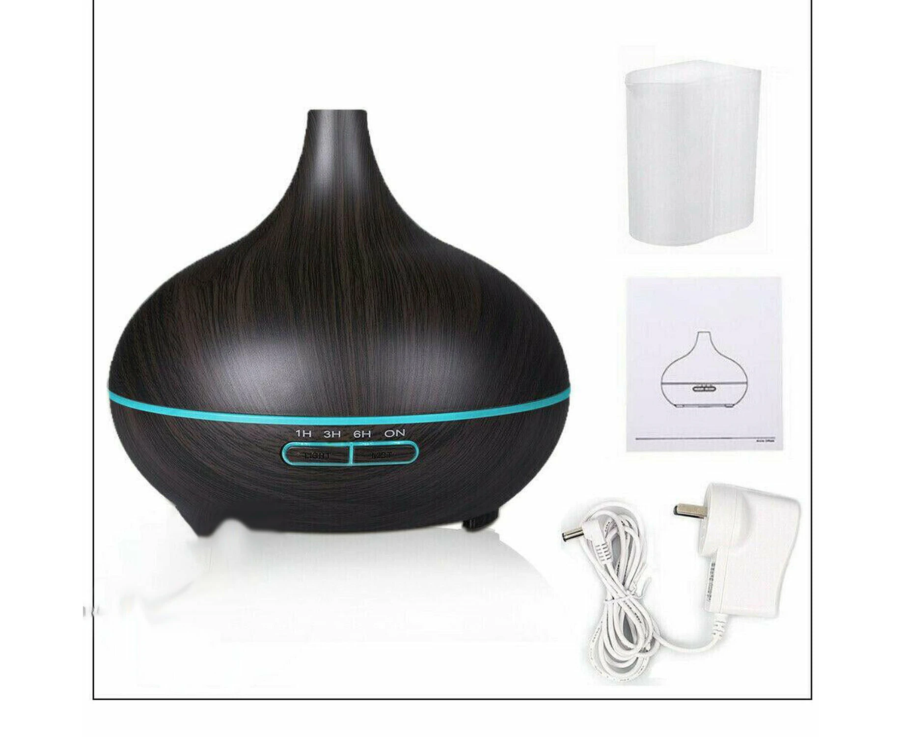 Aroma Aromatherapy Diffuser LED Oil Ultrasonic Air Humidifier Purifier - #5 - 550ML Dark Woodgrain