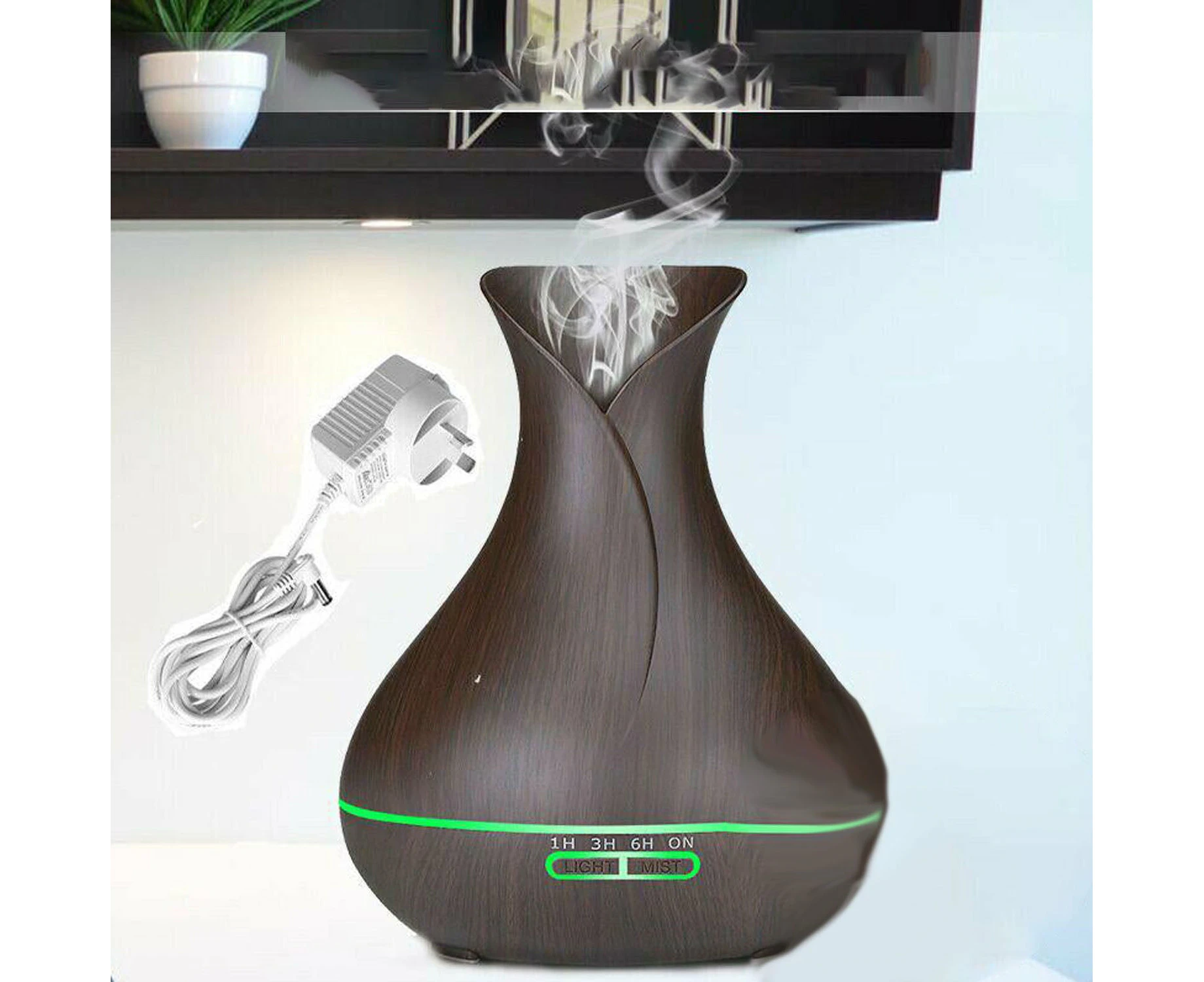 Aroma Aromatherapy Diffuser LED Oil Ultrasonic Air Humidifier Purifier - #6 -500ML Dark Woodgrain