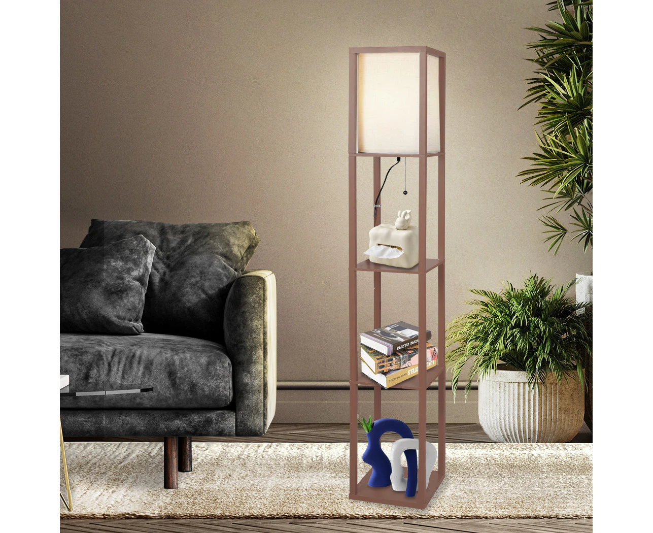 Emitto LED Floor Lamp with Storage Shelf 3 Tier Standing Reading Corner Light