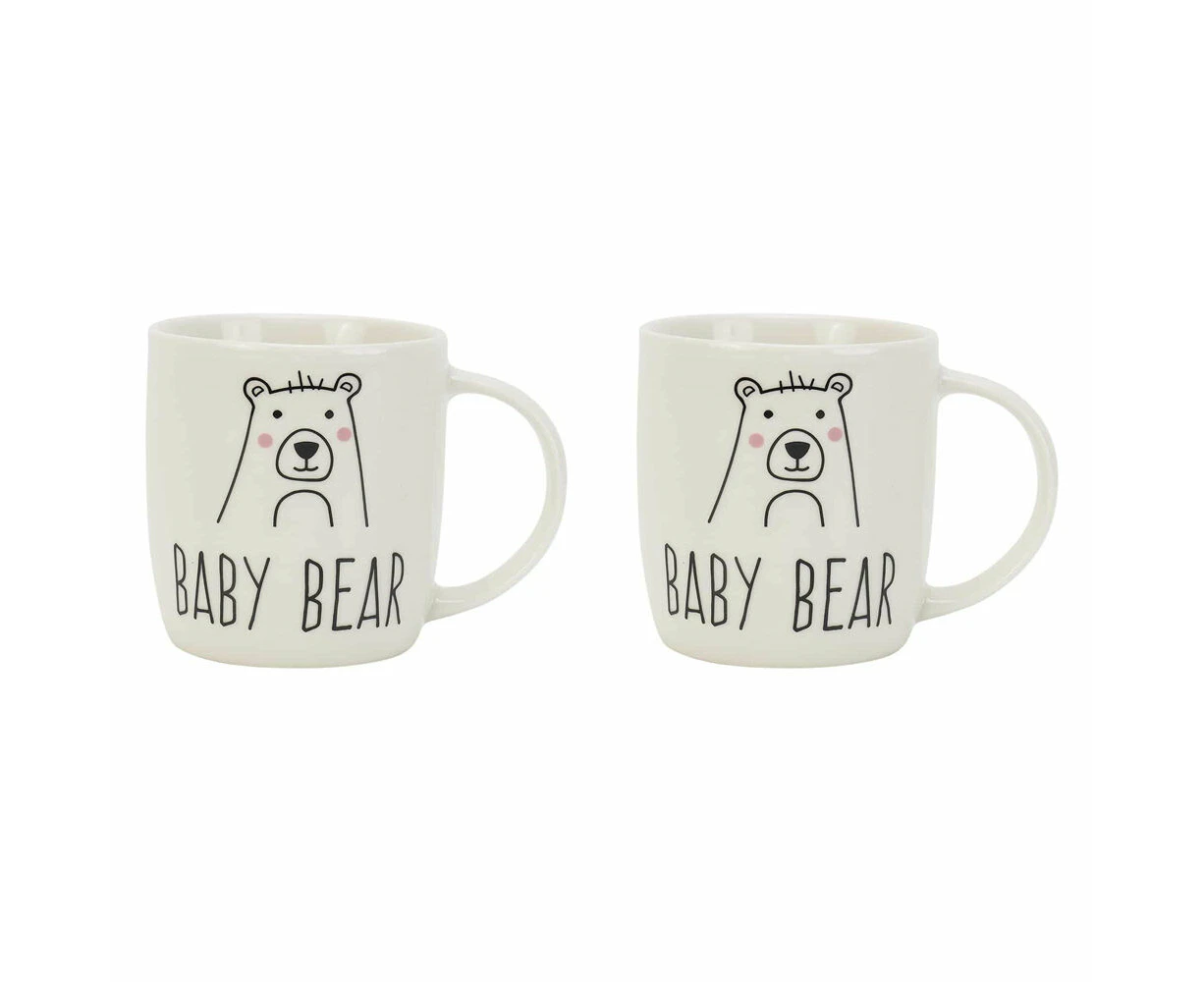 2PK Annabel Trends Ceramic Drinking Coffee Mug w/ Handle Baby Bear 9x9cm White