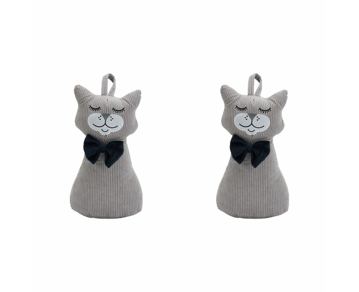 2PK Annabel Trends Animal Doorstop 30x15cm Home/Room Decoration Happy Cat Grey