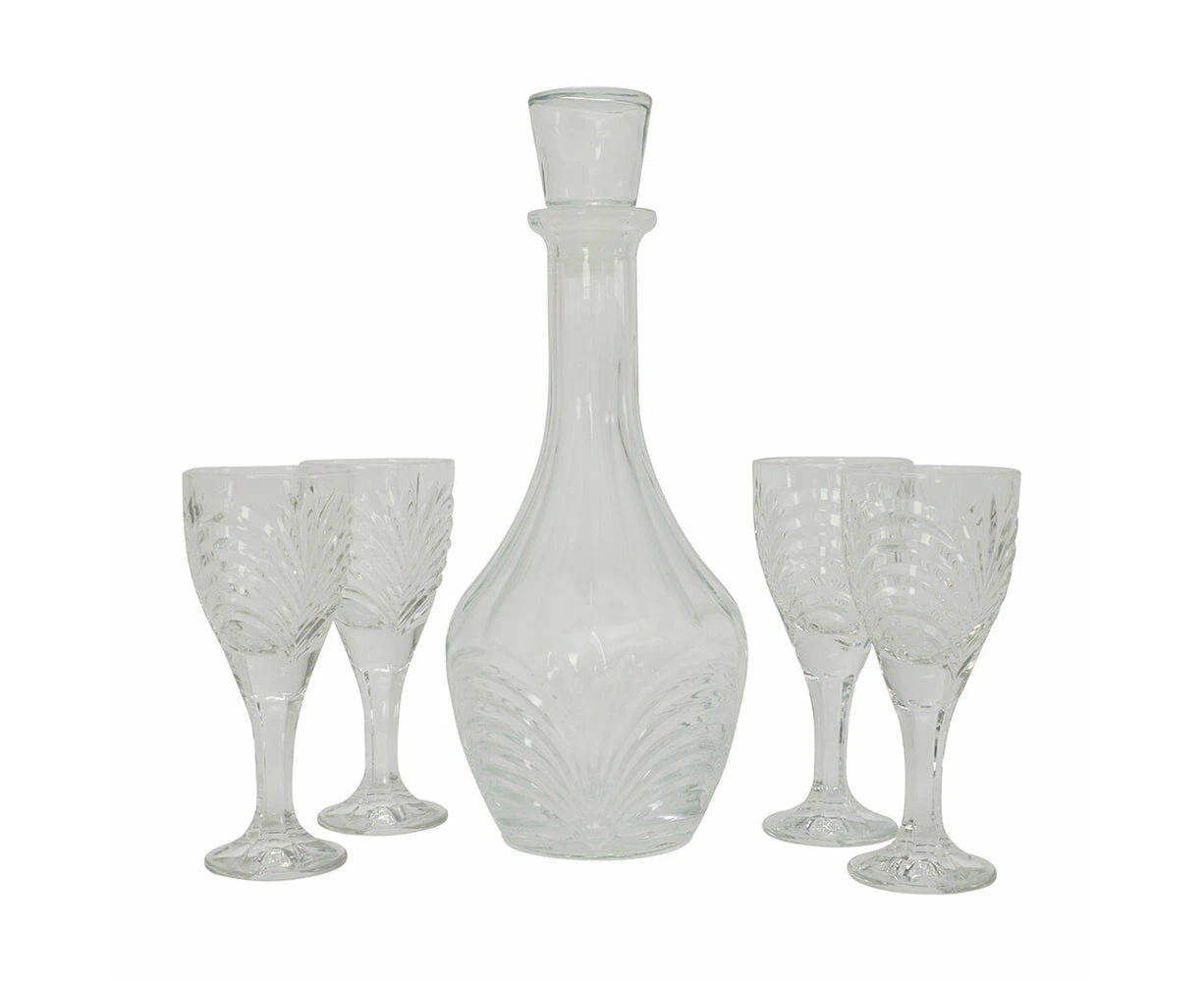 5pc Annabel Trends Glass Decanter Set Drinkware Home/Barware Decor Art Deco