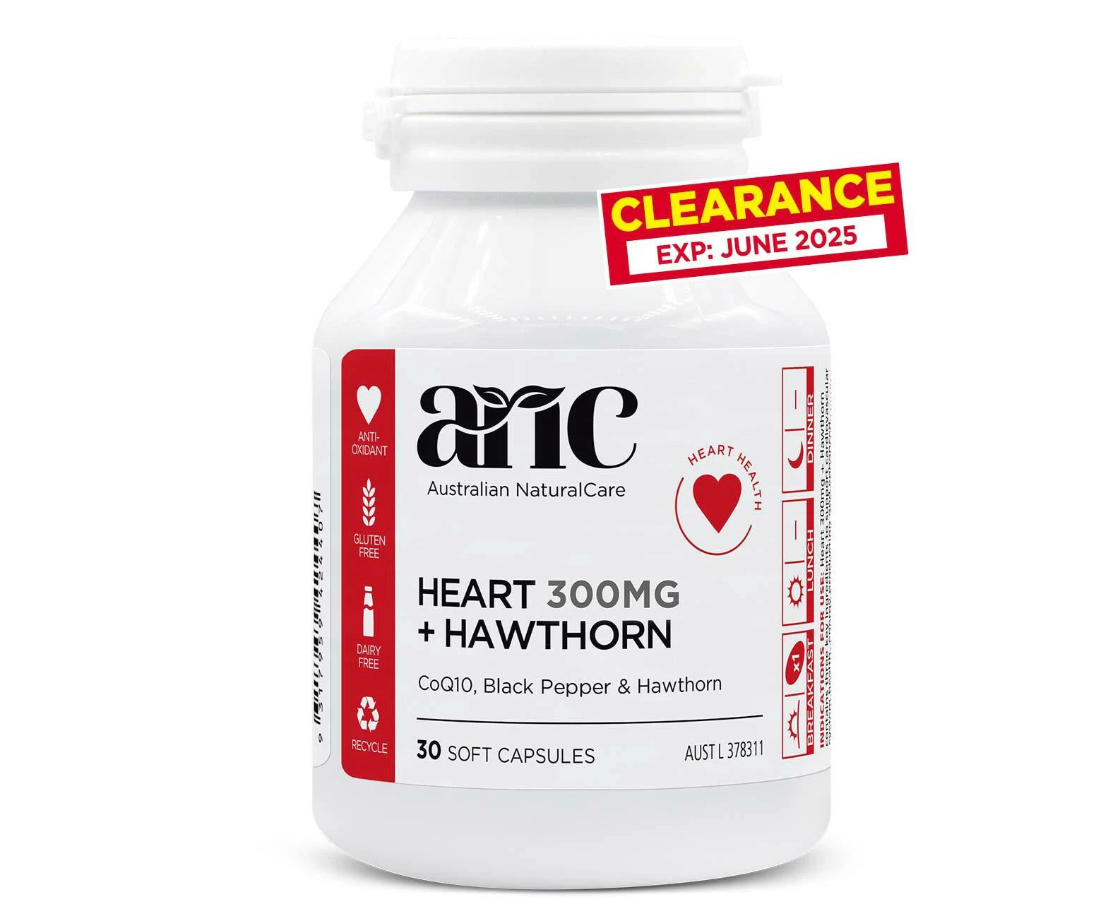 Australian NaturalCare - Heart 300mg + Hawthorn 30 caps