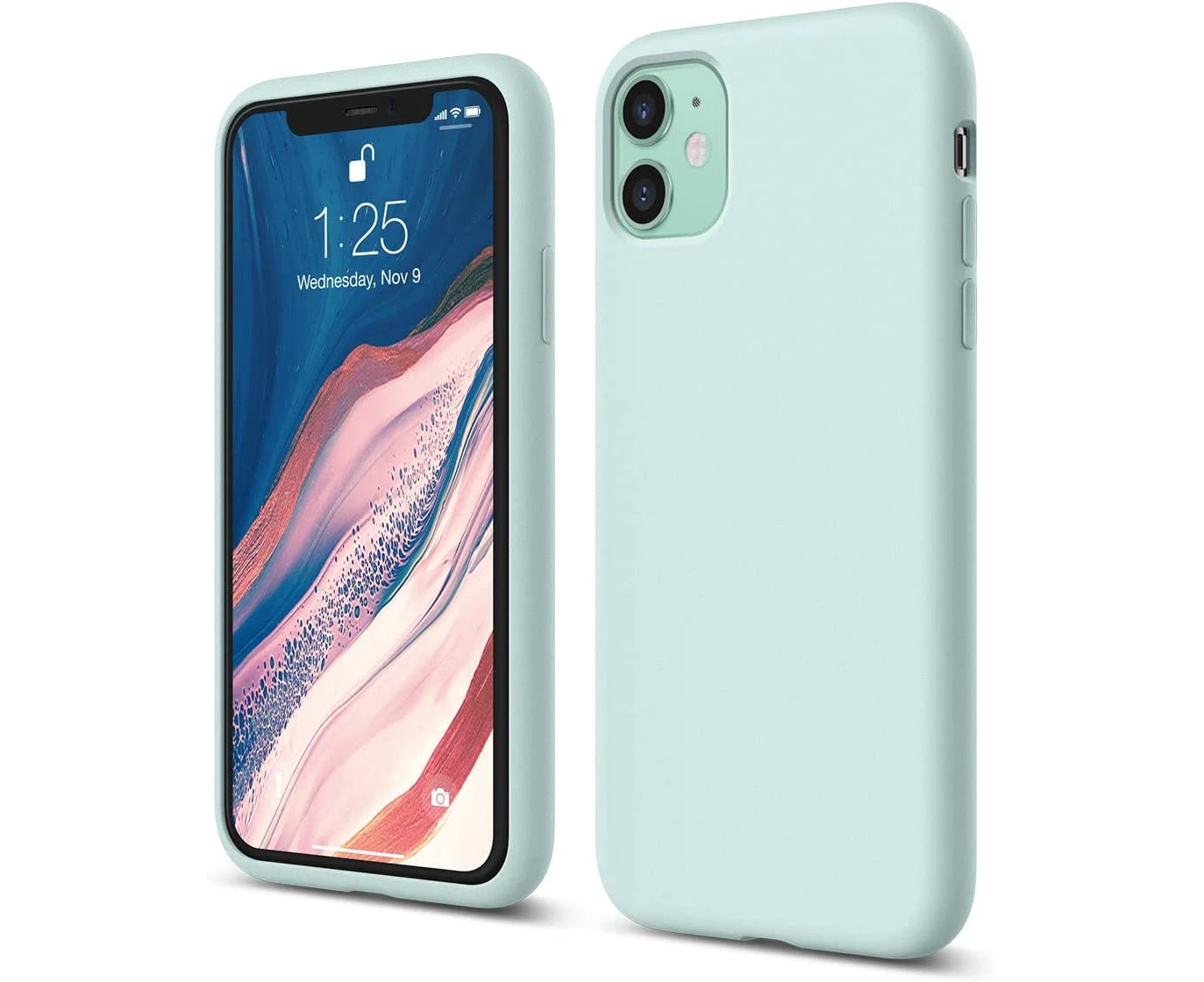 elago Liquid Silicone Case Designed for iPhone 11 Case (6.1"), Premium Silicone, Full Body Protection : 3 Layer Shockproof Cover Case (Baby Mint)