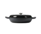 Toque 3.5L Cast Iron Pan Dutch Oven Enamel Casserole Pot Slow Cook Cooker Black