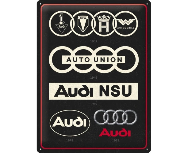 Nostalgic Art Audi Logo Evolution 30x40cm Large Metal Tin Sign Home Wall Decor