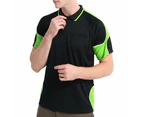 BIG BEE Panel Polo Shirt Short Sleeve Hi Vis Black Lime XS