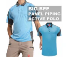 BIG BEE Panel Polo Shirt Short Sleeve Hi Vis Black Lime XS