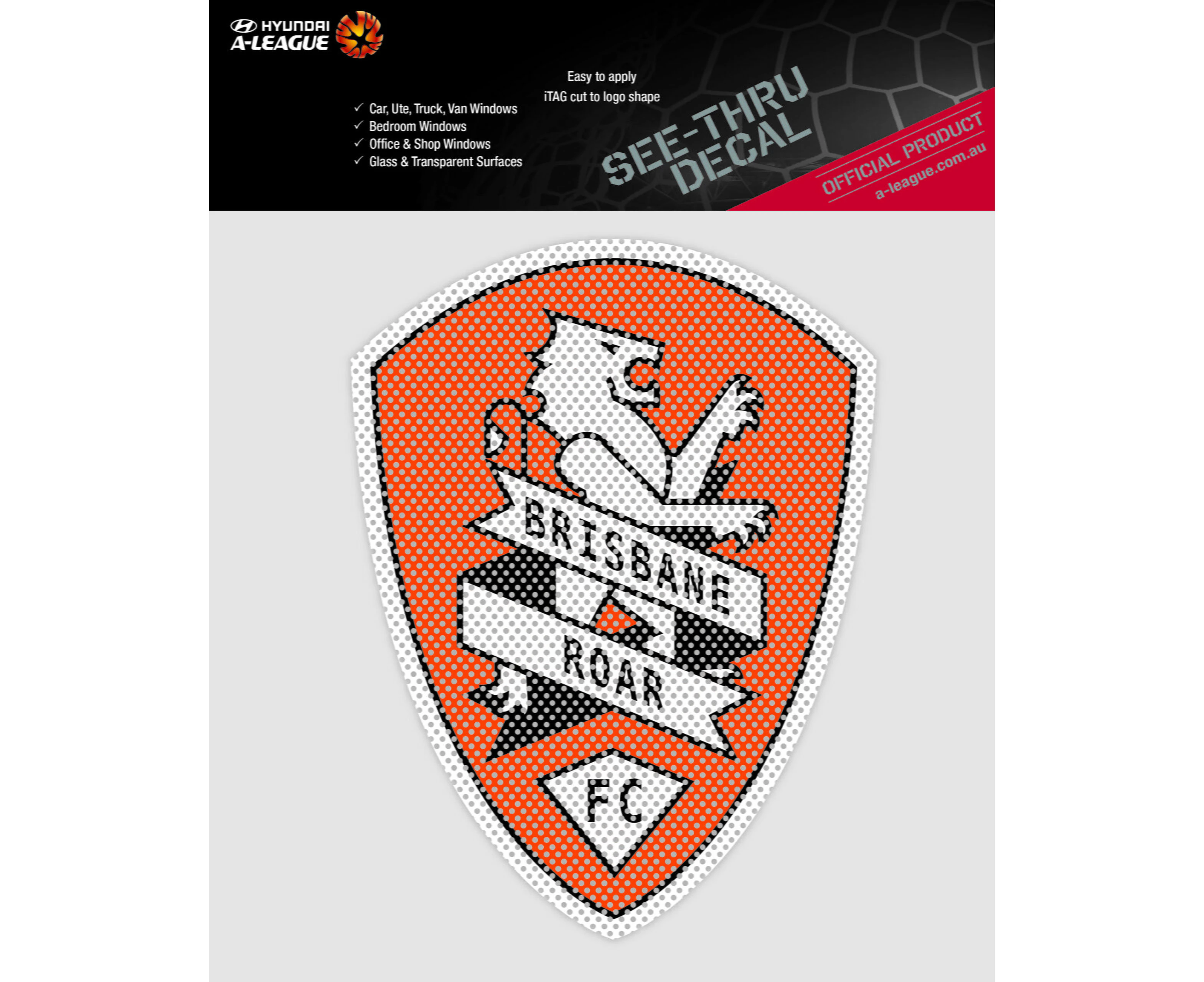 Brisbane Roar A-League 4WD Car Glass See-Thu Decal Sticker