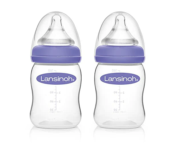 Lansinoh 75870 Wide Neck Bottle with NaturalWave Teats Size S 2 x 160 ml Pack of 2 Transparent