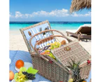 4 Person Picnic Basket Baskets Set Outdoor Blanket Willow Deluxe Folding Handle