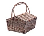 4 Person Picnic Basket Baskets Set Outdoor Blanket Willow Deluxe Folding Handle