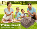 4 Person Picnic Basket Baskets Set Outdoor Blanket Willow Deluxe Folding Handle