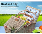 4 Person Picnic Basket Baskets Set Outdoor Blanket Willow Deluxe Folding Handle