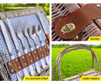 4 Person Picnic Basket Baskets Set Outdoor Blanket Willow Deluxe Folding Handle