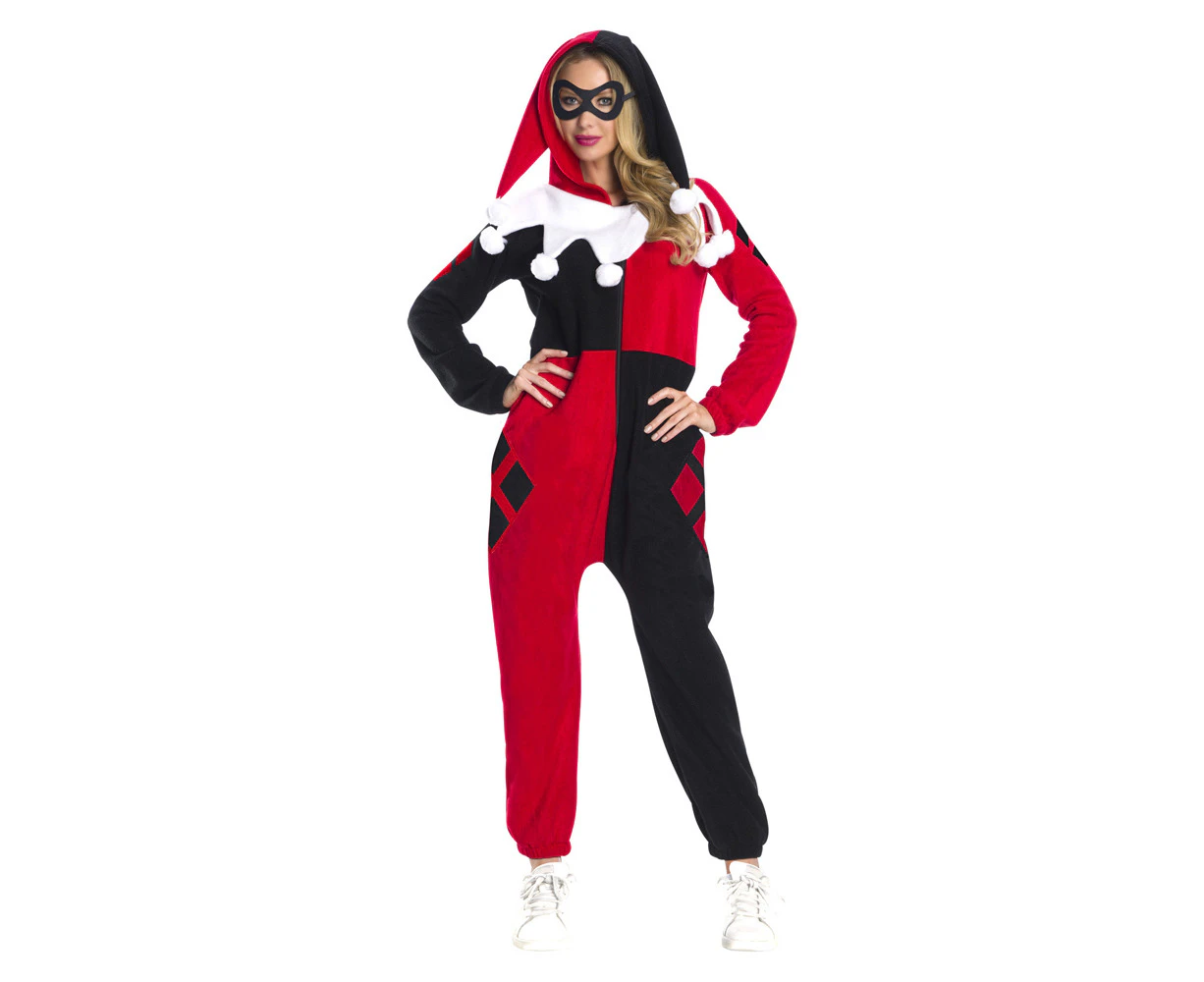 Dc Comics Size M Harley Quinn Onesie Jumpsuit Adult Costume w/ Eyemask Dress Up