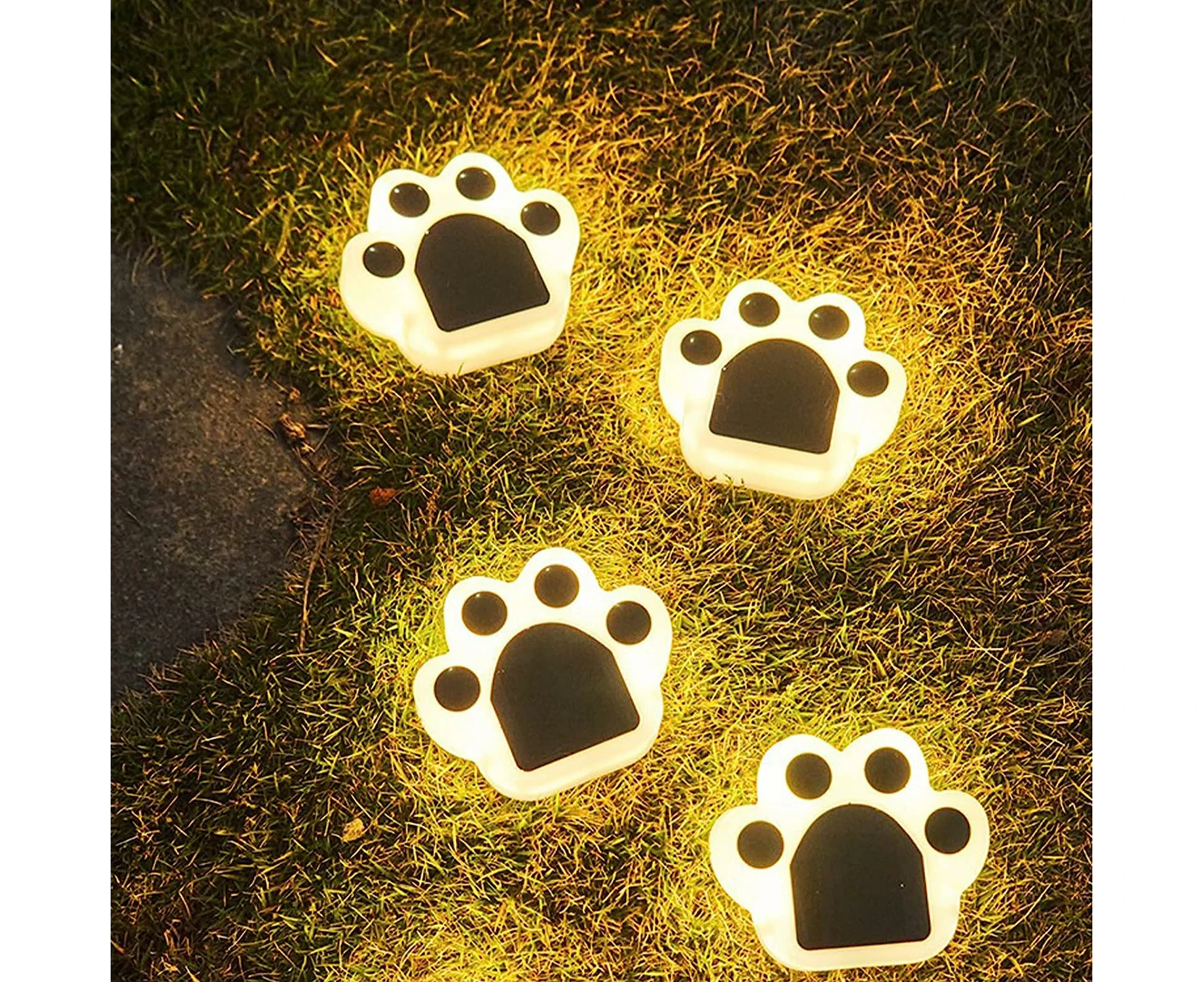 Solar Garden Lights Outdoor 4 Pack, Decoration Cuddly Bear Claw Pathway Yard Walls Lights