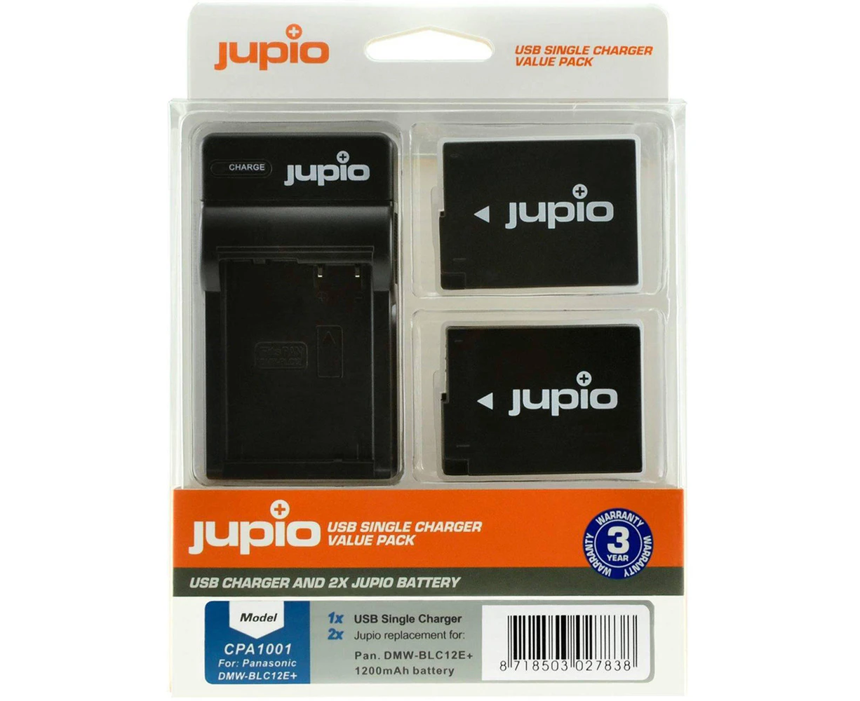 Jupio 2x Batteries & USB Single Charger Kit For Panasonic DMW-BLC12E