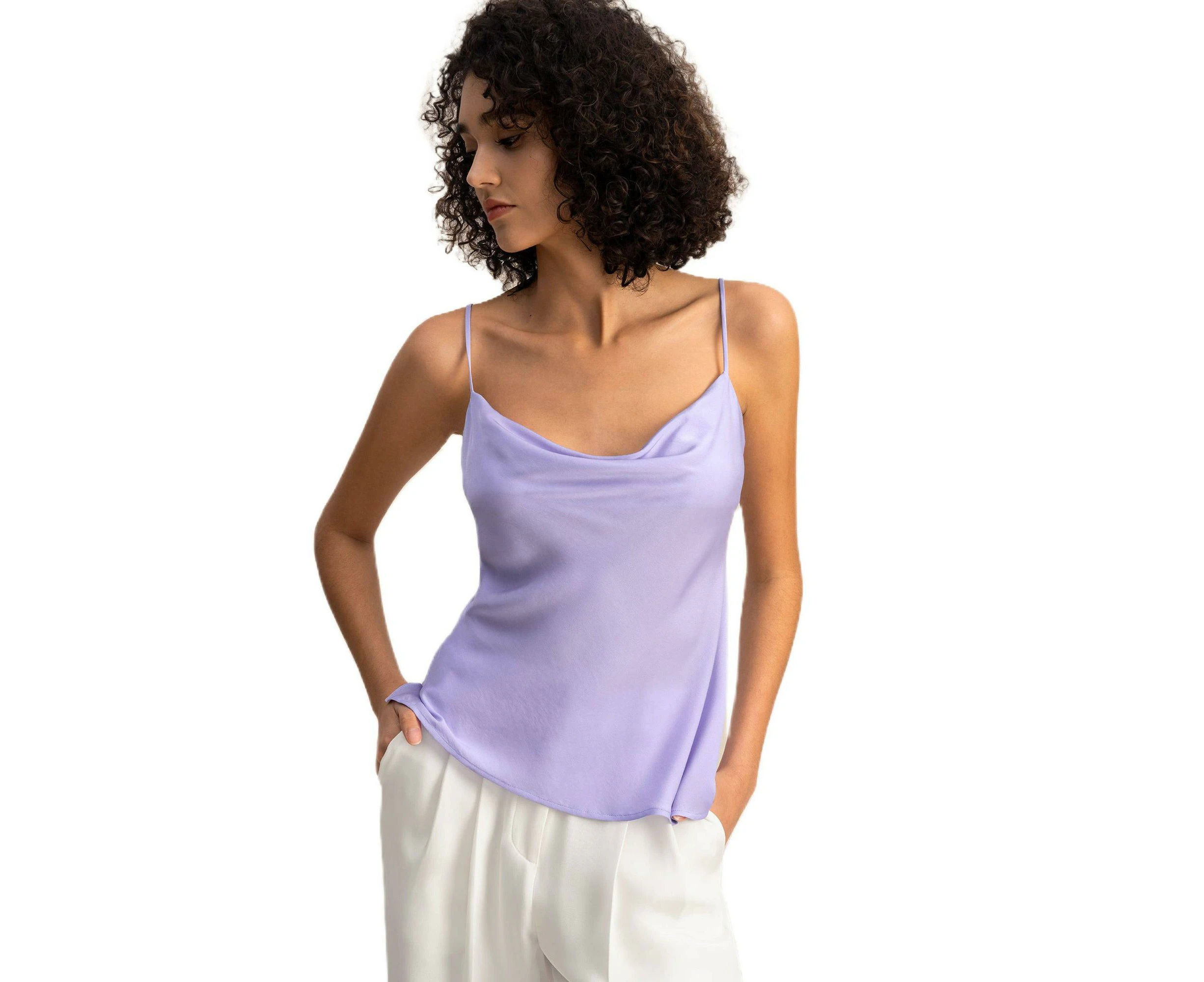 LilySilk Cowl Neck Silk Camisole for Women | Lily Purple - Lily Purple