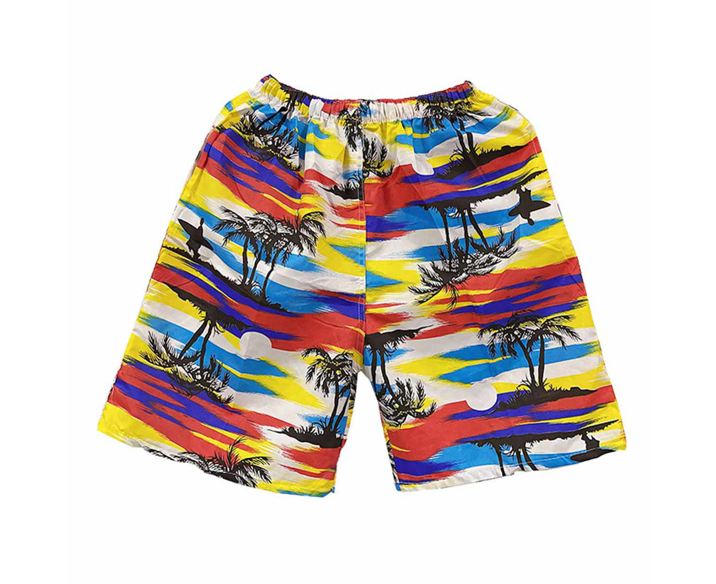 Mens Summer Hawaiian Printed Shorts  Tropical Casual Beach Coconut Tree