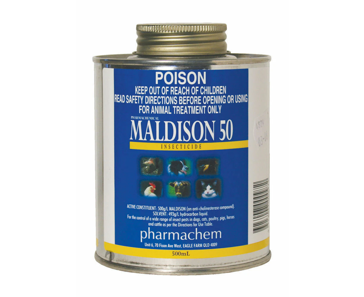 Maldison 50 Insecticide Ticks Lice Mites Dogs Cats Poultry Pigs Horses Cattle