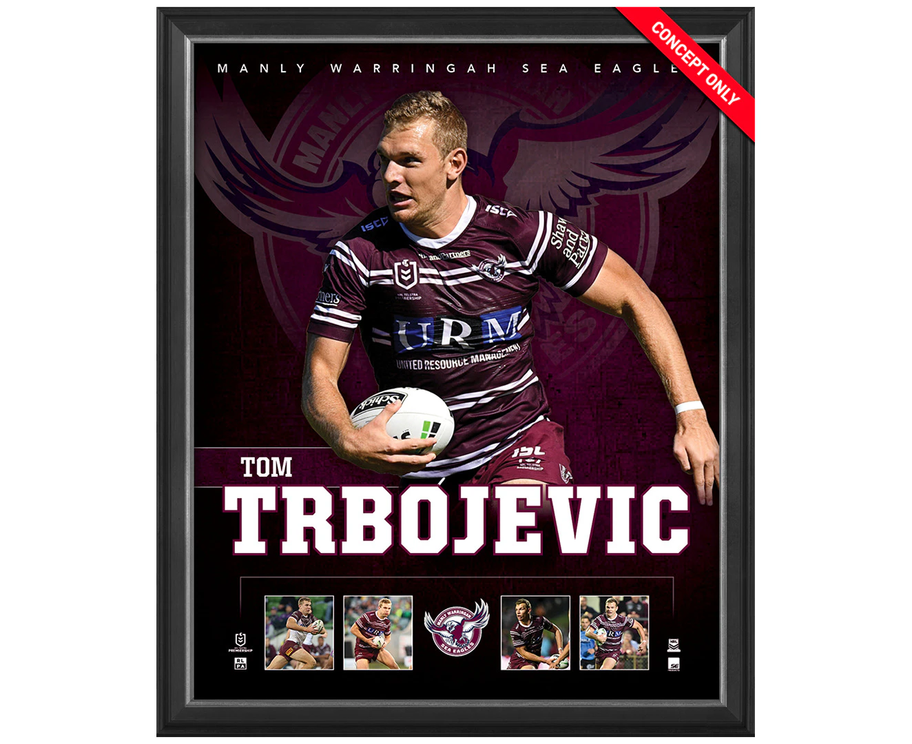 Tom Trbojevic Manly Warringah Sea Eagles Official Nrl Player Print Framed New - 4378