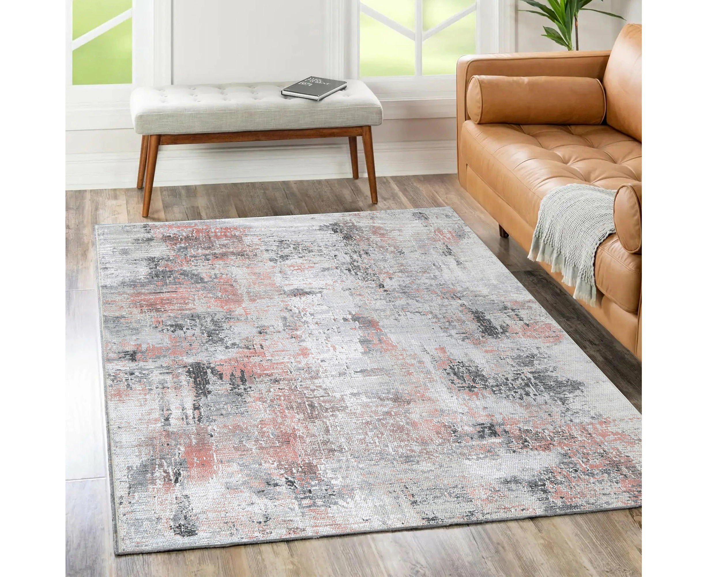 The Rug Collective - Abstract Celine Blush Machine Washable Area Rug - Pet & Kid Friendly