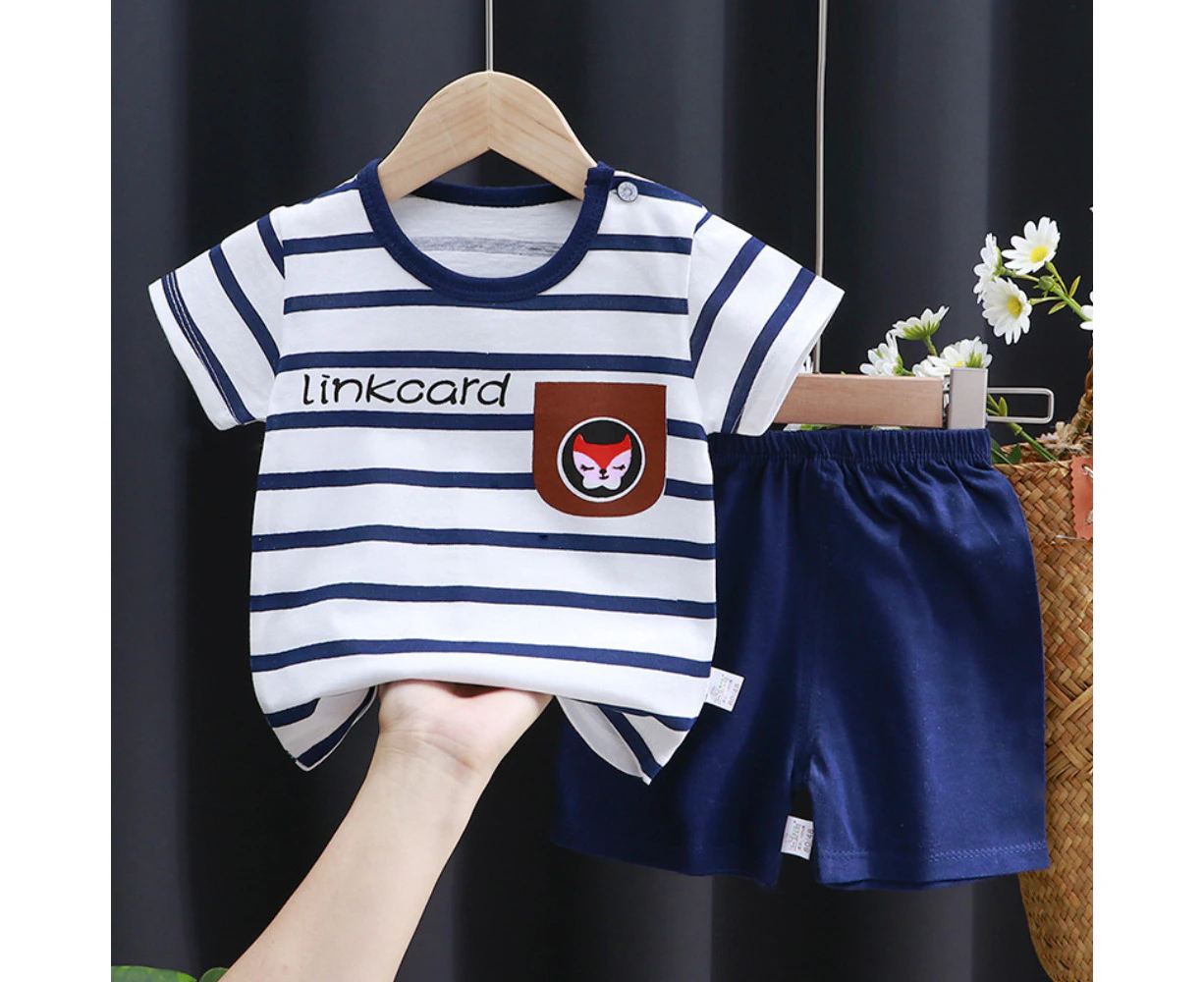 Kids Boys Girls Cartoon Print Outfits Set Short Sleeve T-Shirt Pants Loungewear