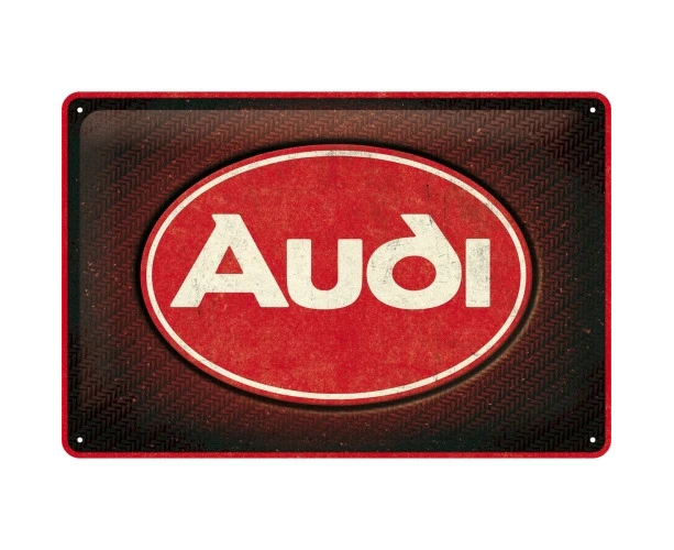 Nostalgic Art Audi Logo Red Shine 20x30cm Medium Metal Tin Sign Home Wall Decor