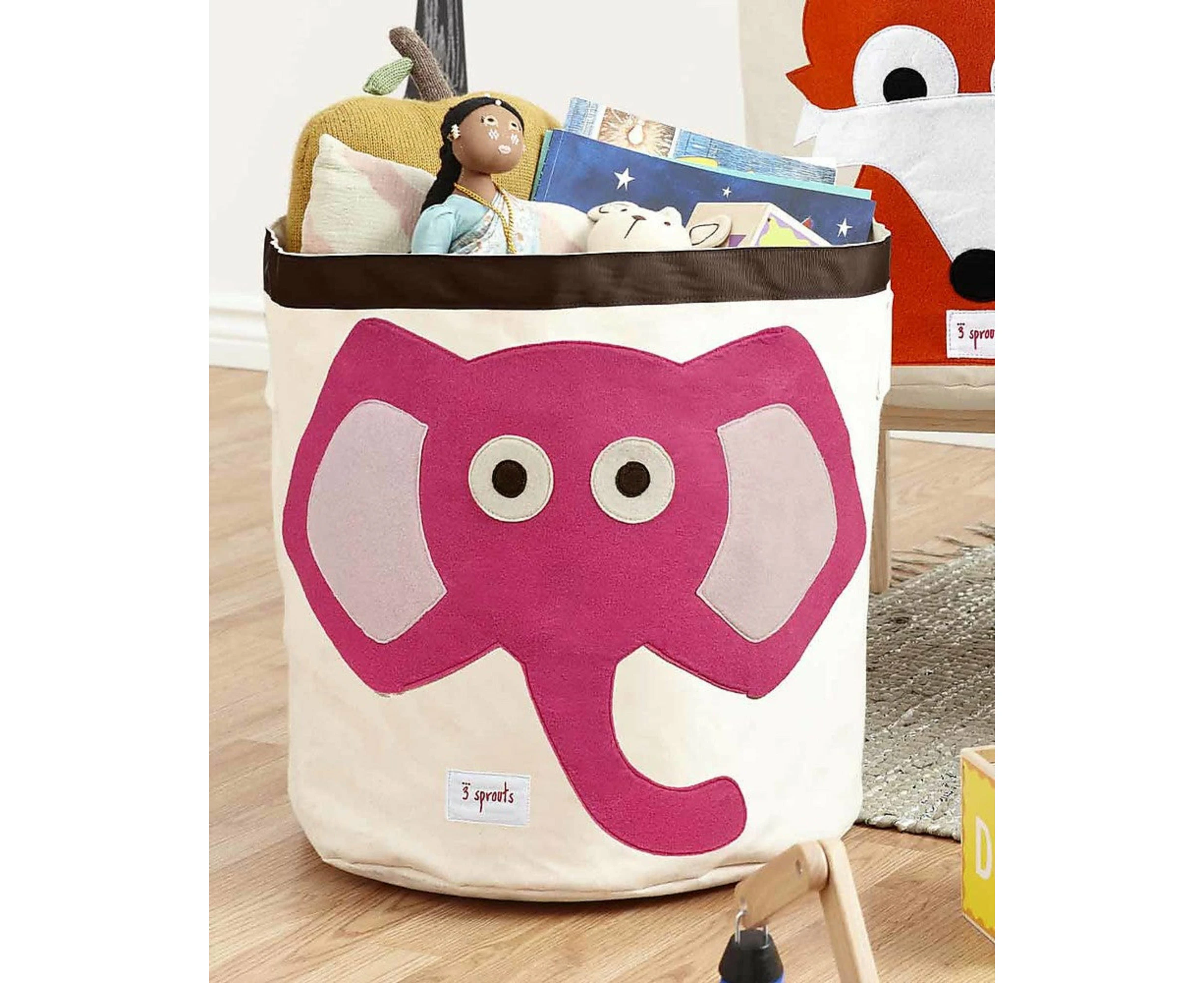 Children's Storage Bin - Elephant (Pink)