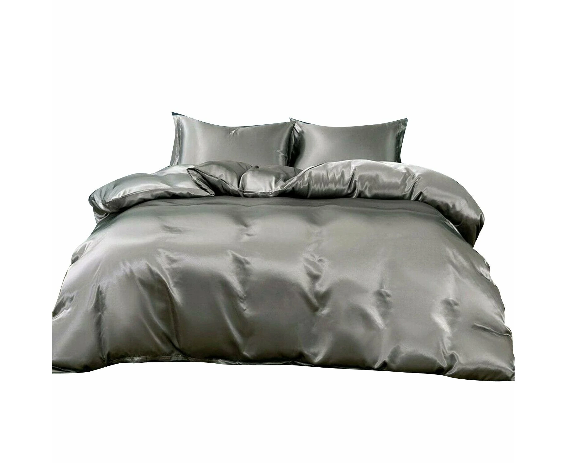 Soft Microfibre Silk Satin Duvet Cover Set with Pillowcases